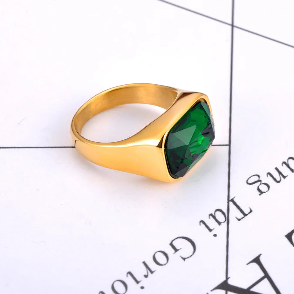 Lokaer, anillo de boda de acero inoxidable con circonita cúbica brillante de lujo, chapado en oro de 18 quilates PVD, joyería resistente al agua R24007