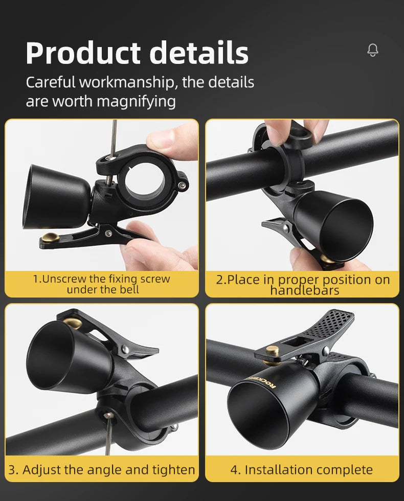 ROCKBROS timbre de cobre para bicicleta de acero inoxidable bocina de bicicleta anillo de advertencia para manillar alarma de sonido para ciclismo accesorios para bicicleta MTB