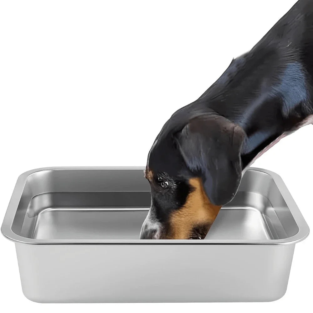 Cuenco de acero inoxidable resistente a caídas para perros, gran capacidad, alimentador de comida y agua, cuencos cuadrados para perros grandes, suministros para mascotas, 1 ud.