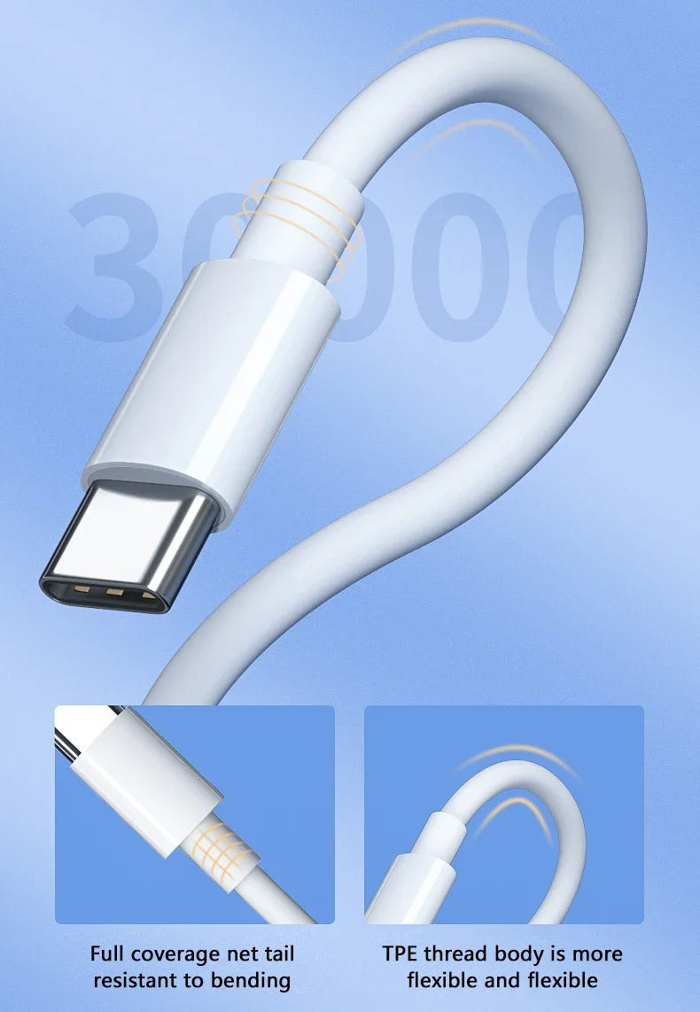 Cable de datos de carga súper rápida USB C a C, 3 uds., 100W, cable trenzado para IPhone 15, 15 Pro Max, Huawei, Samsung, Xiaomi, blanco, 1M, 2M
