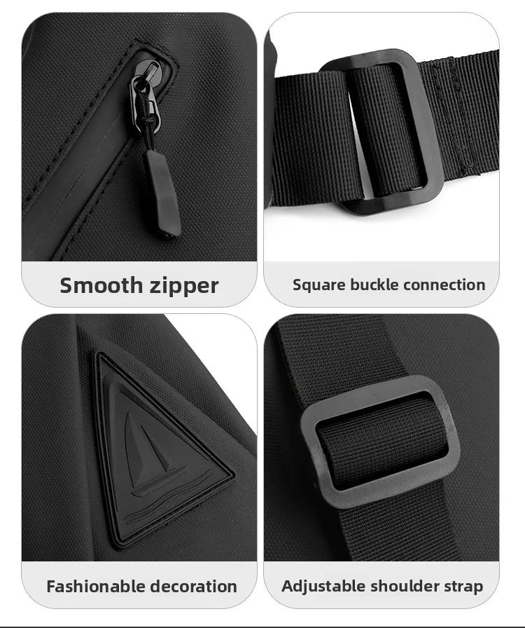 Bolso de Pecho Impermeable para Hombre, Bandolera, Mochila para Viajes Diarios, Membrana de Cuero Resistente a Salpicaduras, Ideal para Viajes Casuales