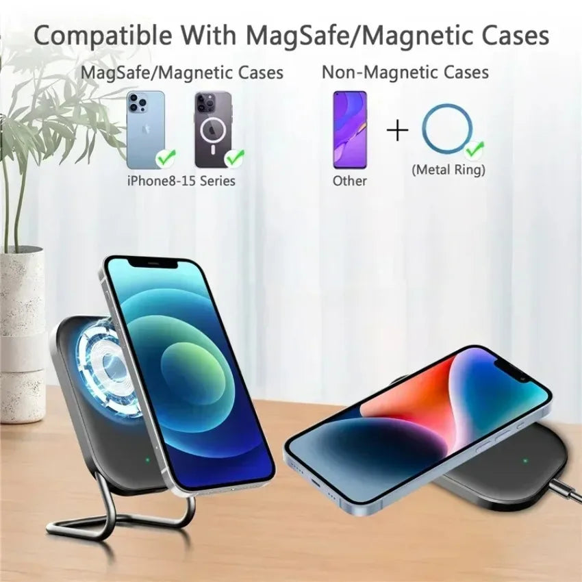 Cargador Inalámbrico Magnético, Soporte de Escritorio Ajustable y Desmontable, Estación de Carga Rápida Compatible con iPhone 17, 16, 15, 14, 13 Series