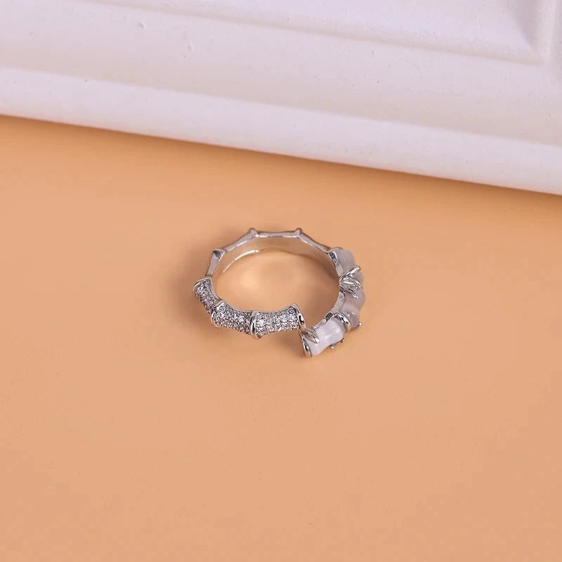 Anillo de Ópalo de Plata de Ley 925 para Mujer, Ajustable, para el Dedo Índice, Diseño Simple y Elegante, Joyería de Alta Gama, Regalo