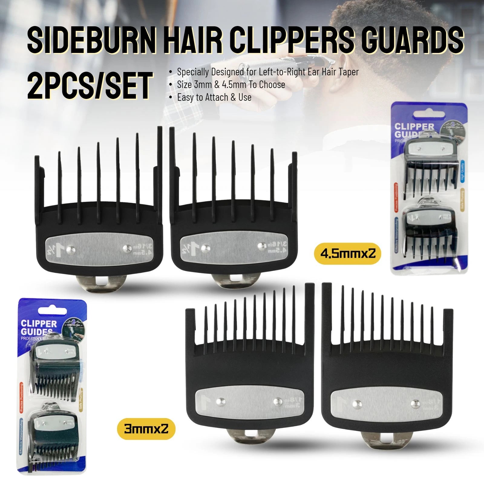 Peines de límite para cortapelos profesionales, guía de corte de pelo para peluquero, protectores para maquinilla de cortar el pelo, herramientas de estilismo de 3mm/4,5mm, 2 uds.