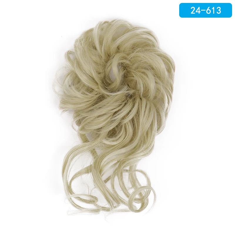 AZQUEEN-extensión de cabello de moño desordenado, banda elástica sintética, moño ondulado rizado, Scrunchies Donut Updo, postizo para mujer