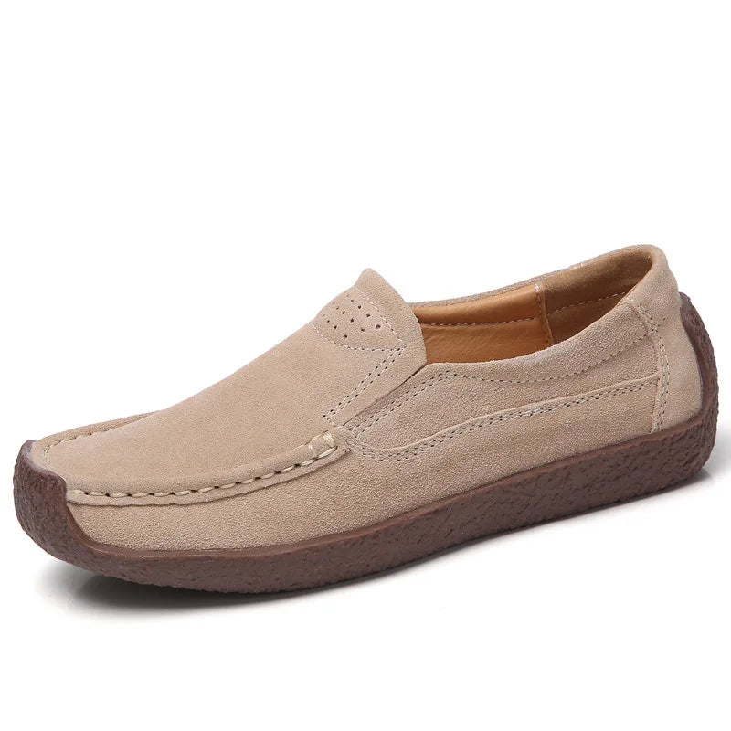 Zapatos informales De cuero genuino para Mujer, zapatillas De ocio, mocasines sin cordones De marca De lujo para Mujer, mocasines suaves para Mujer, Zapatos De Mujer
