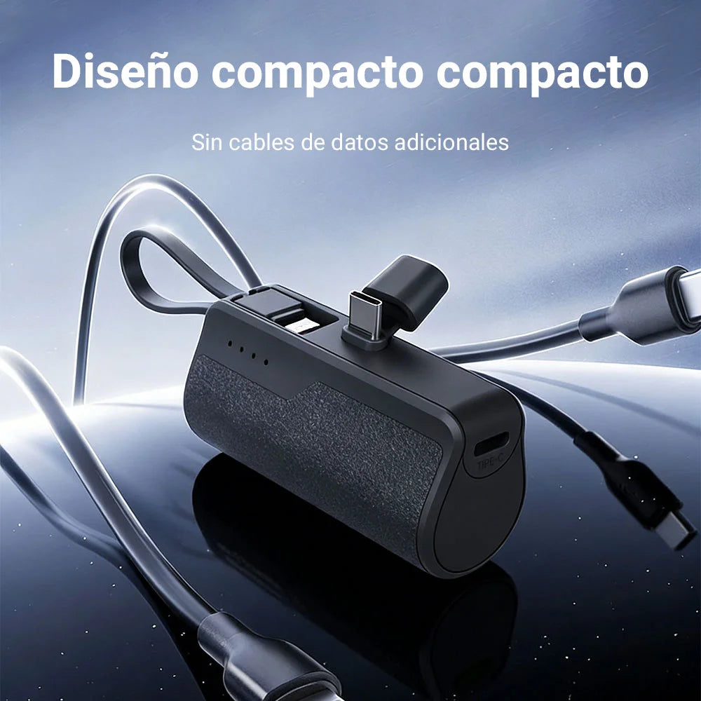 Mini batería externa de 5400 mAh con 2 salidas de carga tipo C para iPhone 15, 16, Huawei y Android, con pantalla de estado