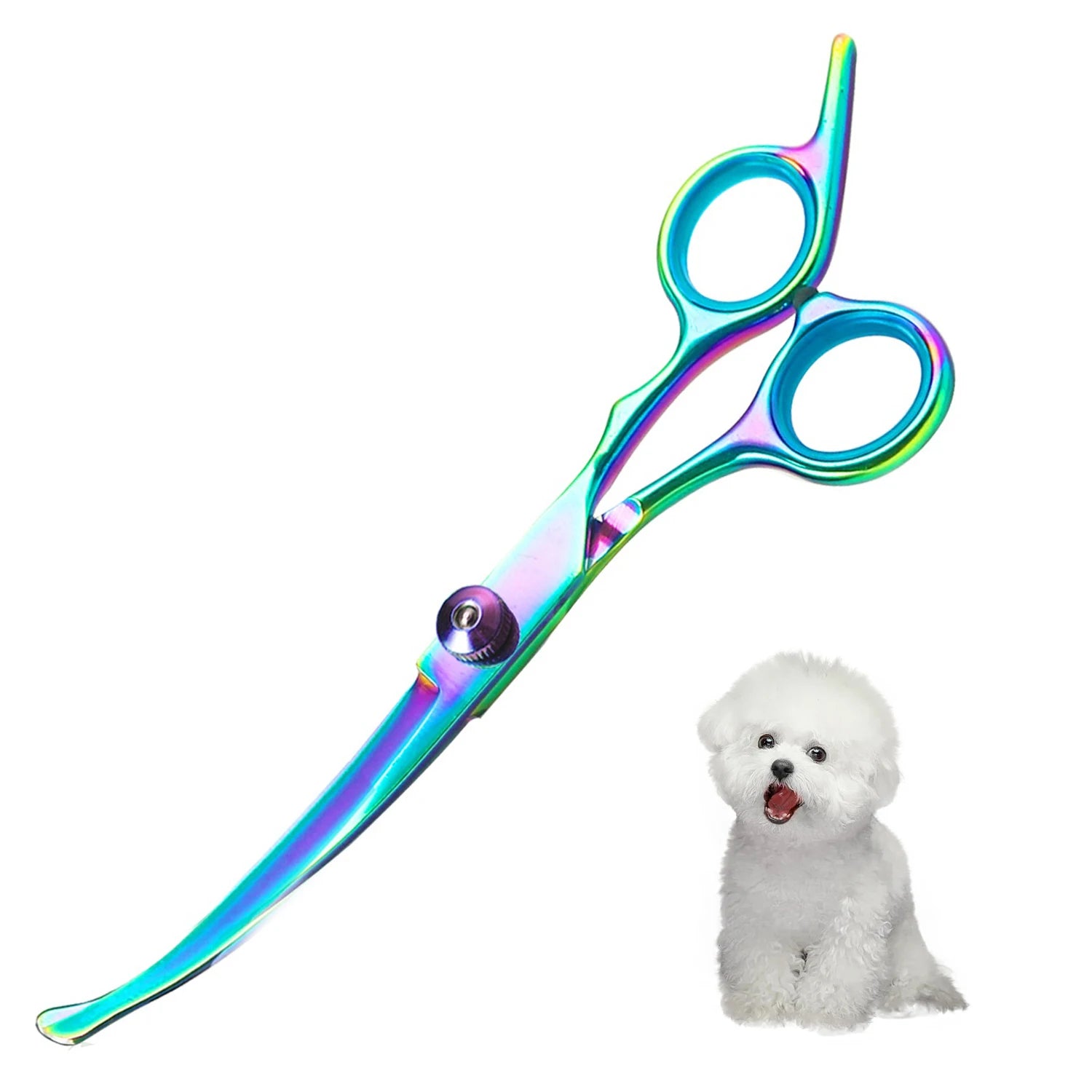 Tijeras profesionales de peluquería para mascotas de acero inoxidable, orientación de la mano derecha, tijeras multiusos para recortar el cabello con cabeza redonda,