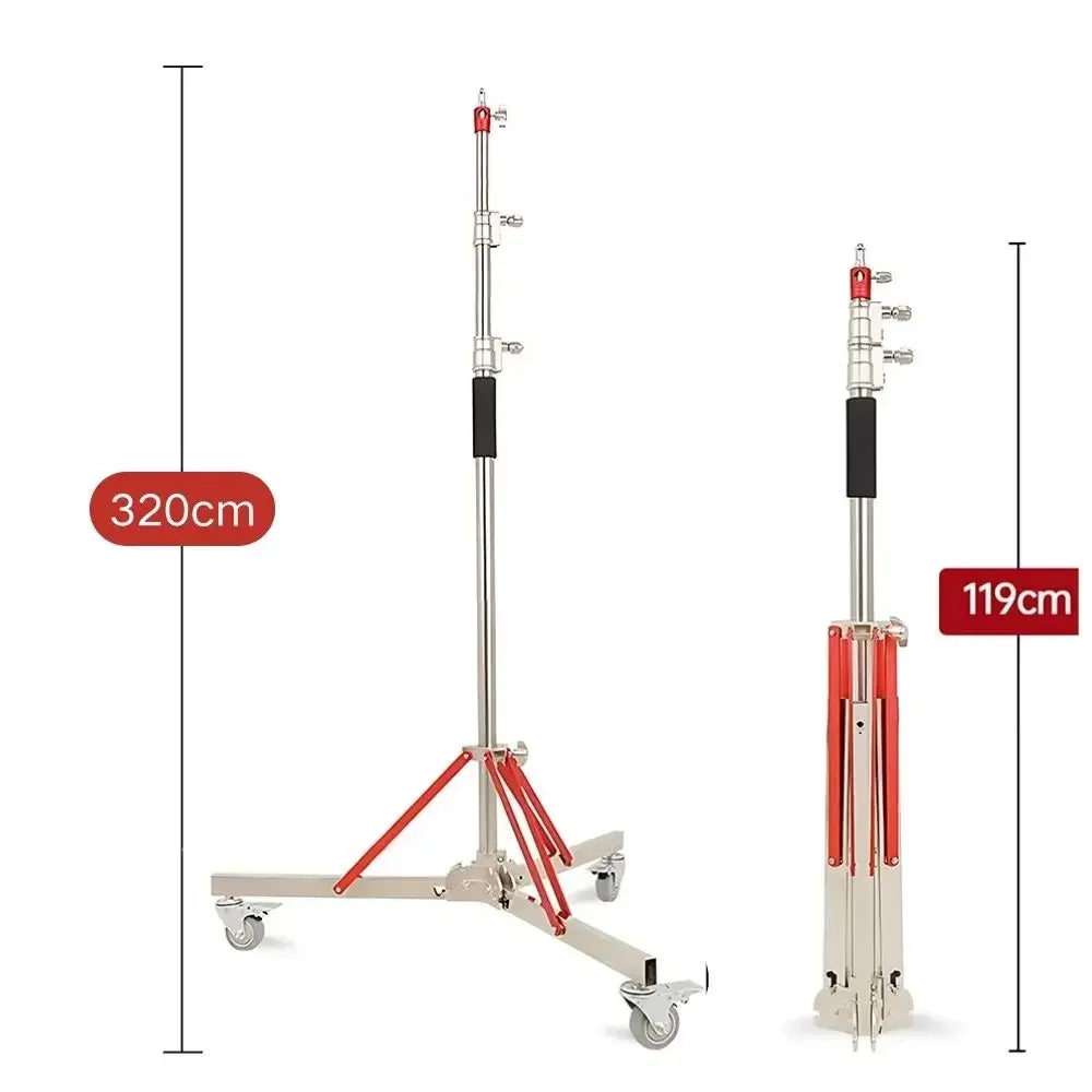 Trípode extensible SH de 190cm con tornillo y ruedas de 1/4, control remoto por Bluetooth para cámara DSLR, trípode de micrófono con luz de relleno para teléfono inteligente
