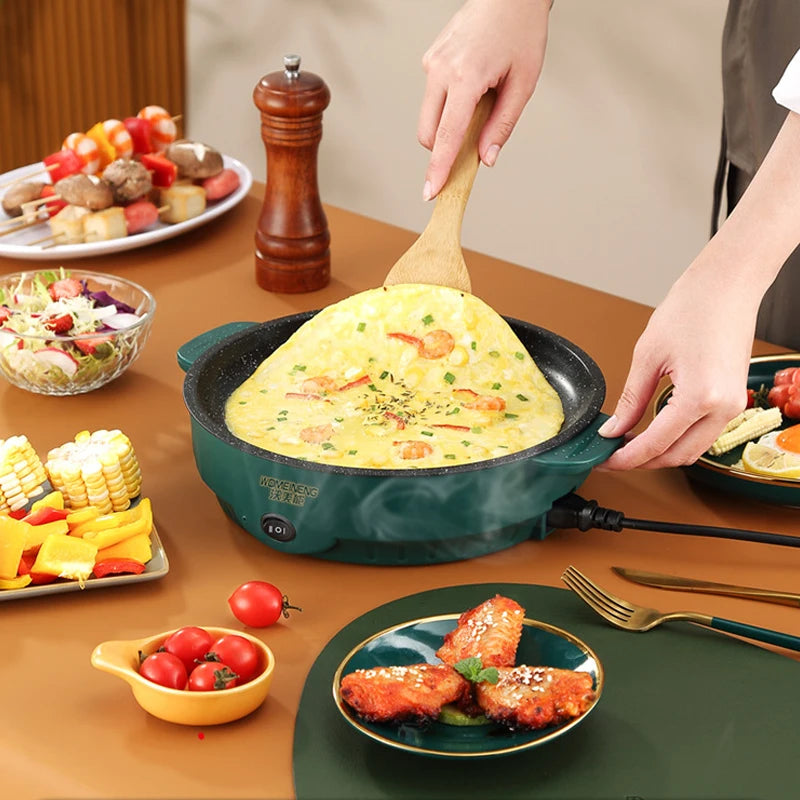 Sartén eléctrica multicocina, 220V, barbacoa casera, filete frito, tortilla de pescado, sartén antiadherente, máquina de cocina