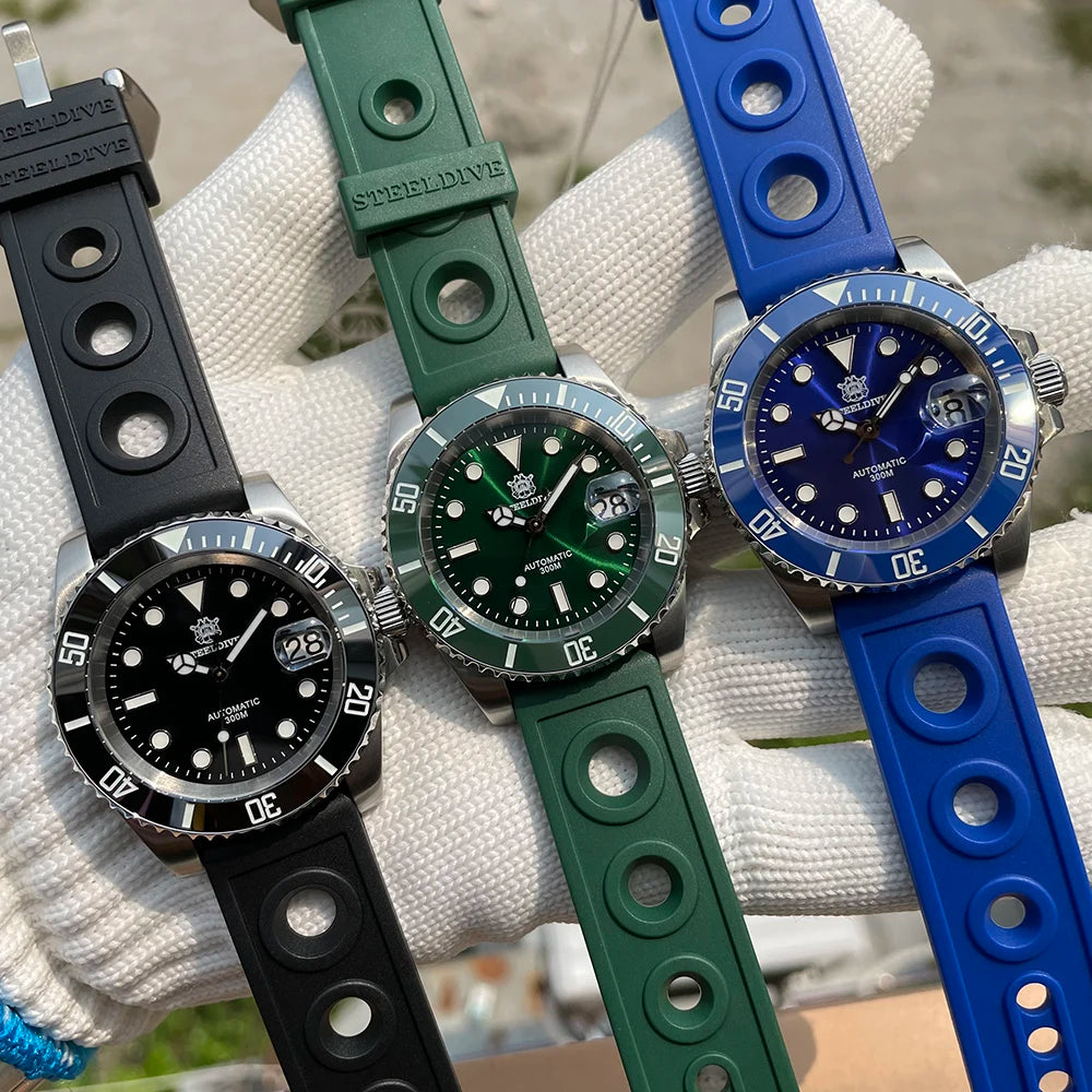 STEELDIVE SD1953 41MM clásico agua fantasma calendario lupa NH35 movimiento mecánico BGW9 superluminoso 30Bar reloj impermeable
