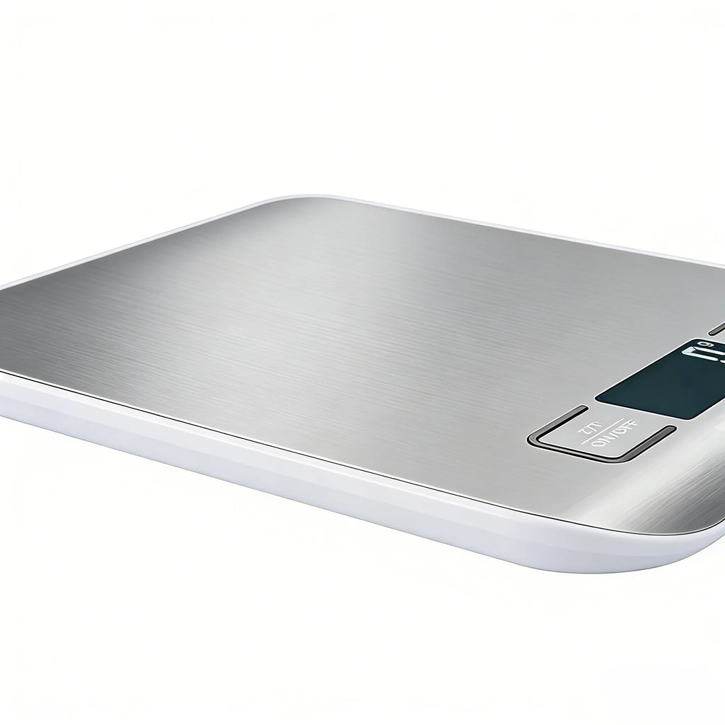 Báscula Digital de Cocina 10/5kg-1g con Pantalla LED, Panel de Acero Inoxidable, Báscula Electrónica para Pesar Alimentos, Snacks y Herramientas de Repostería