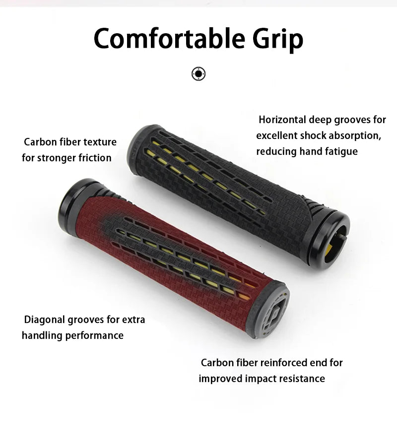 ODI-empuñaduras de bicicleta con bloqueo, empuñaduras ligeras de silicona y fibra de carbono, antideslizantes, absorción de impacto, agarre cómodo, accesorio para bicicleta