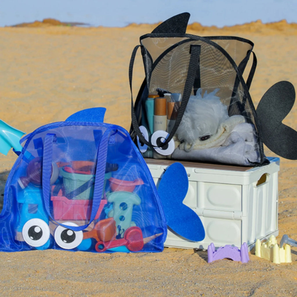 Bolsa de playa bonita de gran capacidad, juguete de excavación de arena, bolsa de malla plegable portátil para viajes en la playa, almacenamiento de deportes al aire libre, novedad de 2025
