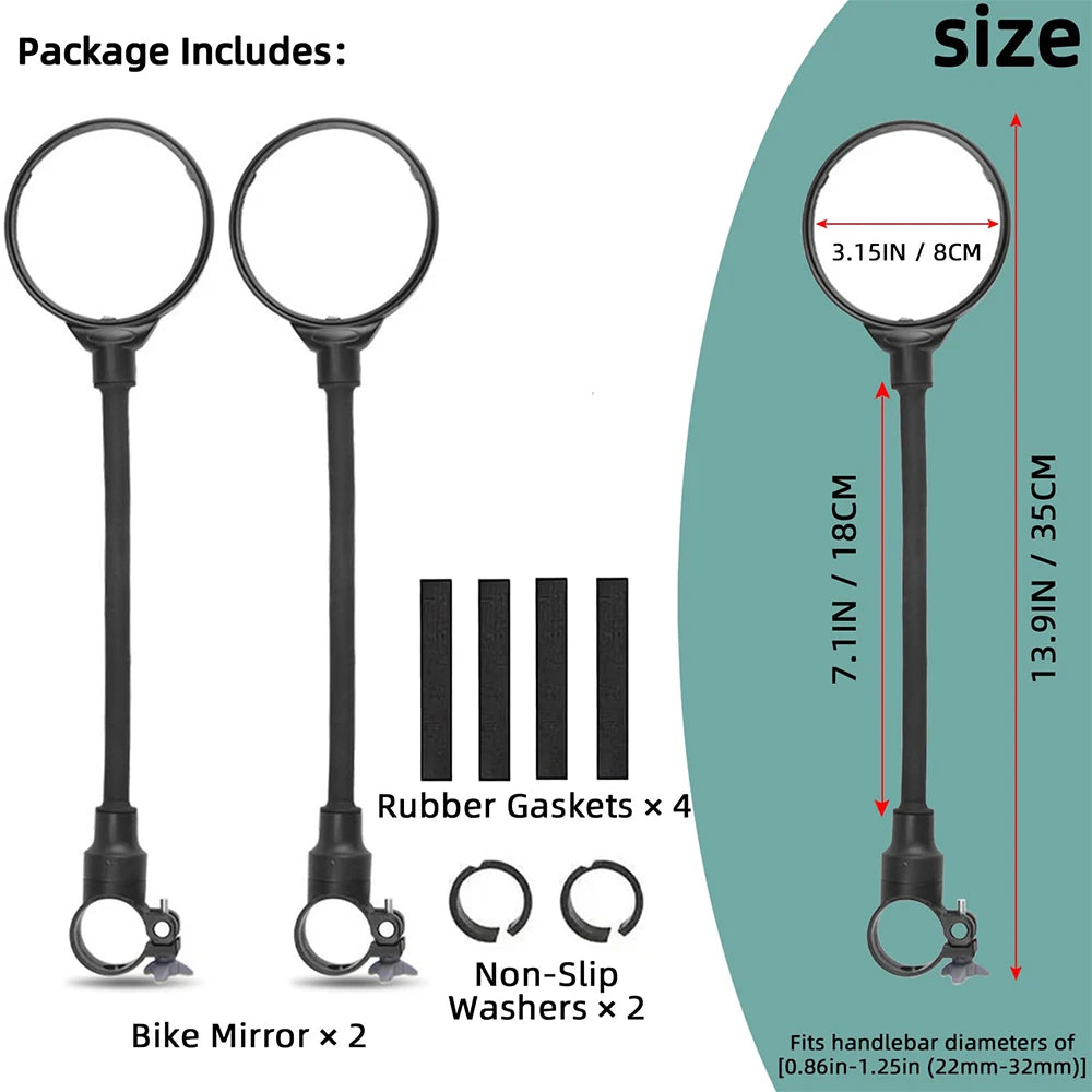 DOMEN-espelhos retrovisores para manillar de bicicleta, giratorios 360 para bicicleta, motocicleta, manguera flexible, espejo retrovisor gran angular ajustable
