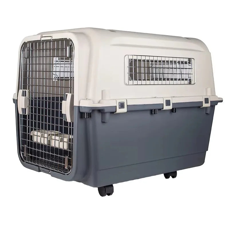 Caja de transporte de plástico para perros aprobada por IATA 3XL, jaula para mascotas con perrera, cajas de viaje para envío de aerolínea