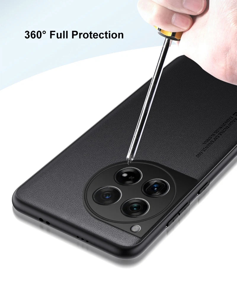 Funda de cuero PU de lujo para OnePlus 12 5G, funda trasera de silicona a prueba de golpes, funda de teléfono de protección completa para OnePlus12 One Plus 12