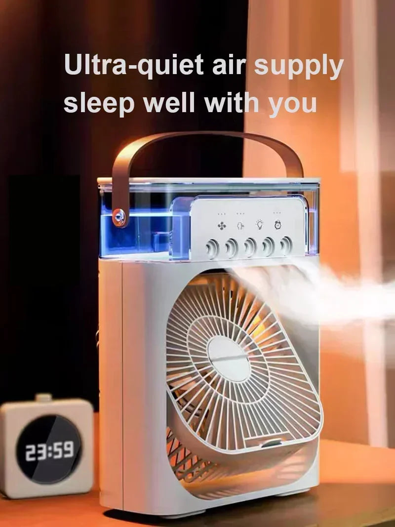Ventilador humidificador portátil, aire acondicionado, Enfriador de aire pequeño para el hogar, hidromasaje, ajuste de aire portátil para oficina, ventilador de 3 velocidades