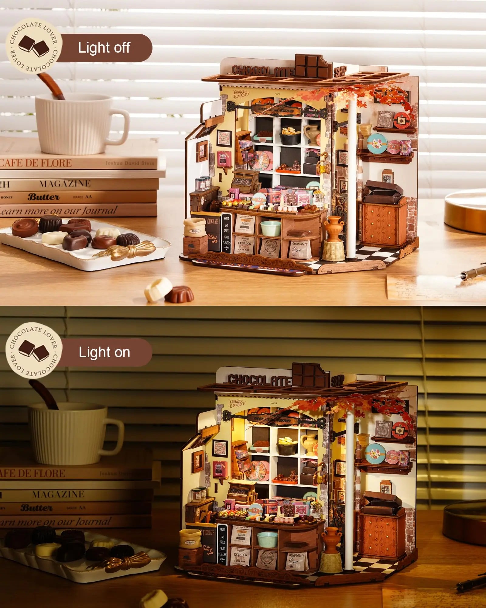 ROBOTIME-Kit de casa de muñecas de madera 3D, regalo único, adorno de decoración del hogar, artesanía de casa en miniatura desafiante DIY para adultos y adolescentes
