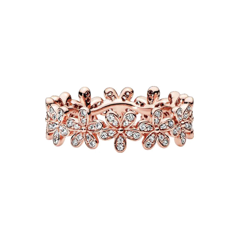 Anillo de Plata 925 con Corona y Corazón de Circonio Dorado para Mujer, Joyería Europea de Moda para Bodas y Fiestas, Regalo DIY