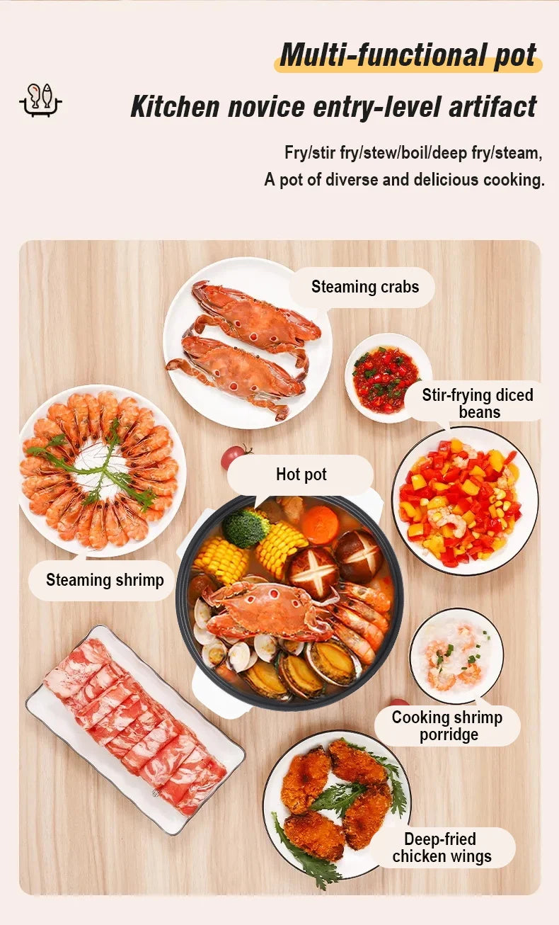 Cocinas múltiples para el hogar de 220V, cocina eléctrica de 3,5 L, olla de cocina antiadherente, olla caliente, olla arrocera inteligente, aparatos de cocina