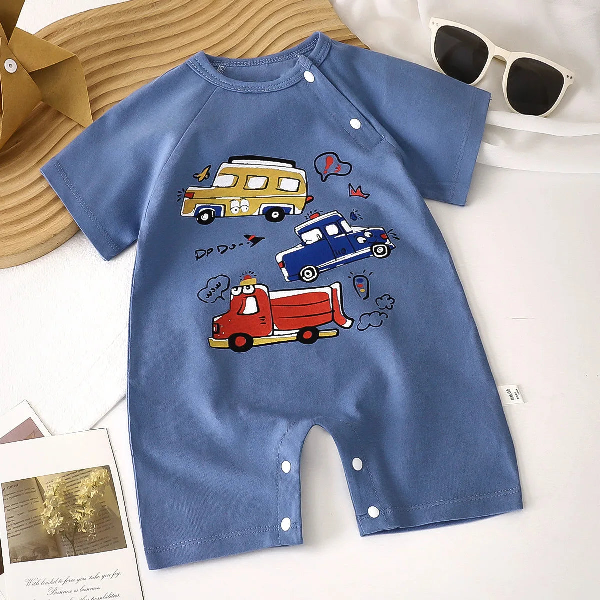 Monos de dibujos animados para bebé, mono de algodón transpirable de verano de manga corta para recién nacidos, niños y niñas, ropa para gatear