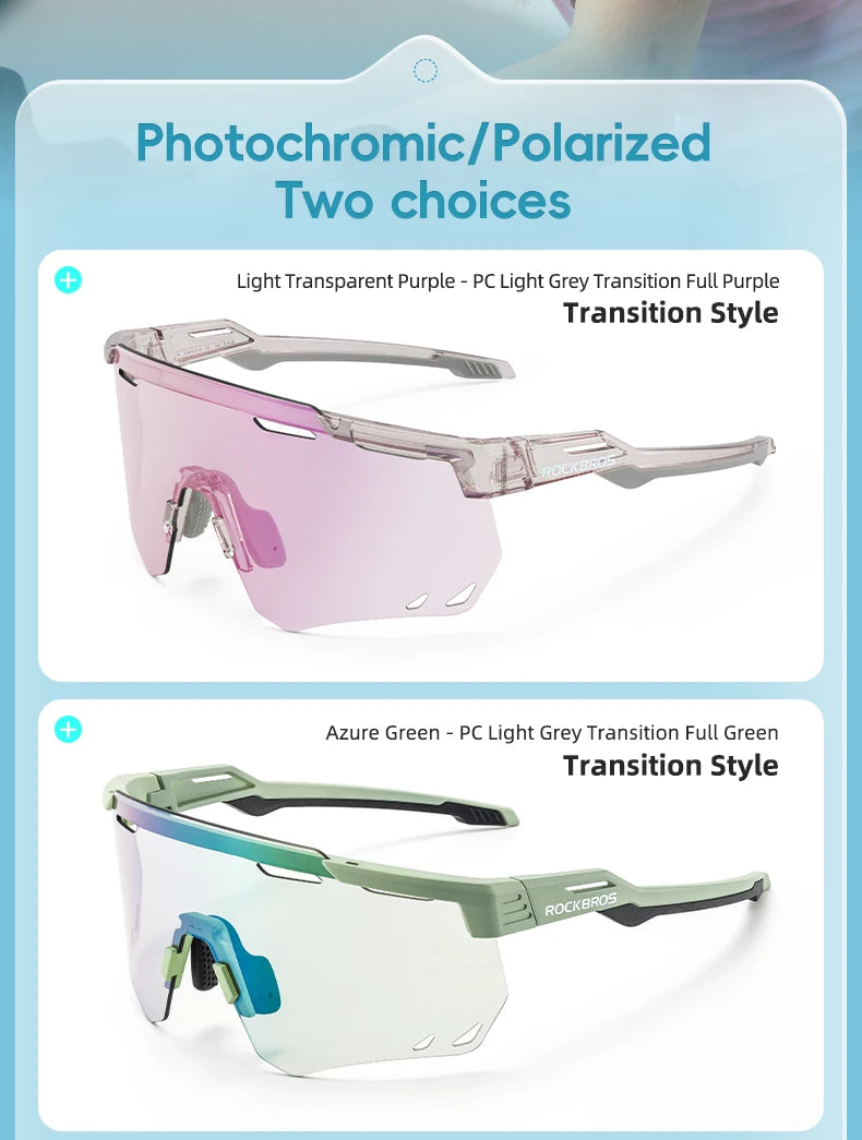 ROCKBROS-gafas de sol polarizadas y fotocromáticas para ciclismo, lentes deportivas para bicicleta de montaña y carretera, protección UV400