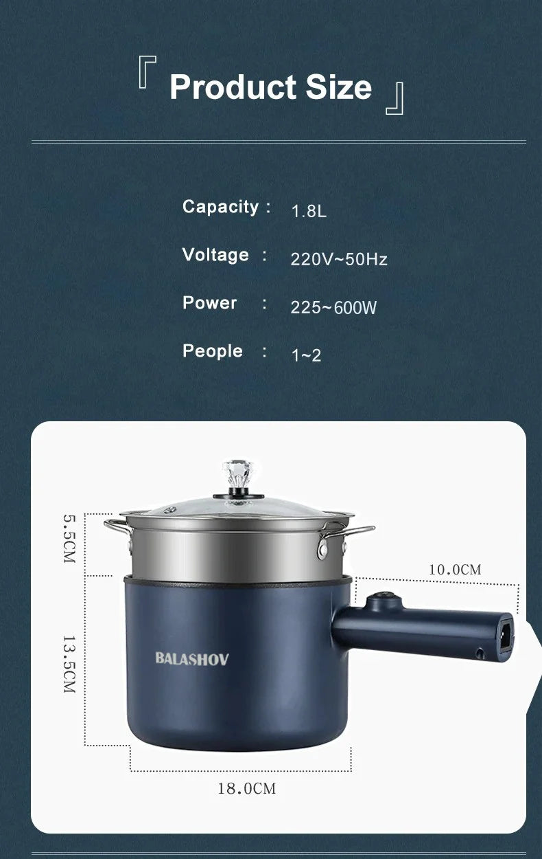 Mini Cocina eléctrica multifunción todo en uno, olla individual de doble capa para el hogar, olla para Fideos, olla caliente antiadherente, herramienta de cocina