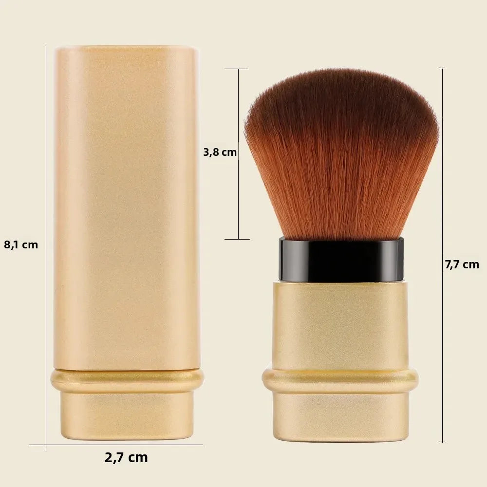 Brocha cuadrada retráctil para colorete, polvo suelto y cepillo de ajuste con cubierta, herramienta de maquillaje multifuncional portátil