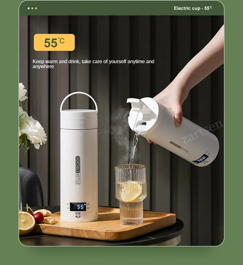 Hervidor eléctrico de viaje de 500ML, hervidor térmico portátil para agua hirviendo rápida, calentador de leche para bebé, hervidores térmicos de acero inoxidable 304
