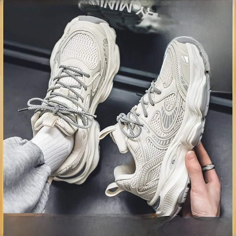 Zapatillas Deportivas Transpirables de Malla para Hombre Primavera 2025, Modernas, Combinables con Todo, Suela Gruesa, Casual...
