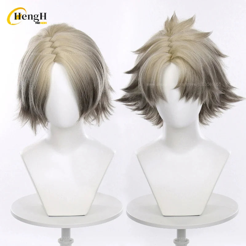 En stock Anime Zanka Guita Enji ‌   Pelucas de Cosplay Rudo Amo Li Glaze, pelo sintético resistente al calor, pelucas para fiesta de Halloween + gorro de peluca