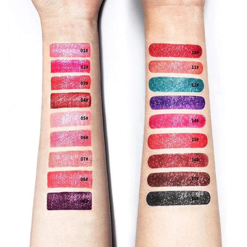 Lápices labiales líquidos con purpurina mate, brillo de labios brillante con diamantes, resistente al agua, brillo de labios de larga duración, Maquillaje de tinte de labios para mujer