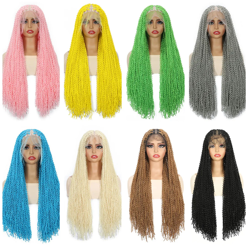 SQRDGQ Peluca de Cabello Sintético Rosa para Mujer, Pelucas Trenzadas Rizadas Profundas para Mujer, Peluca con Frente de Encaje 13*6 con Cabello de Bebé, Pelucas Baratas en Oferta