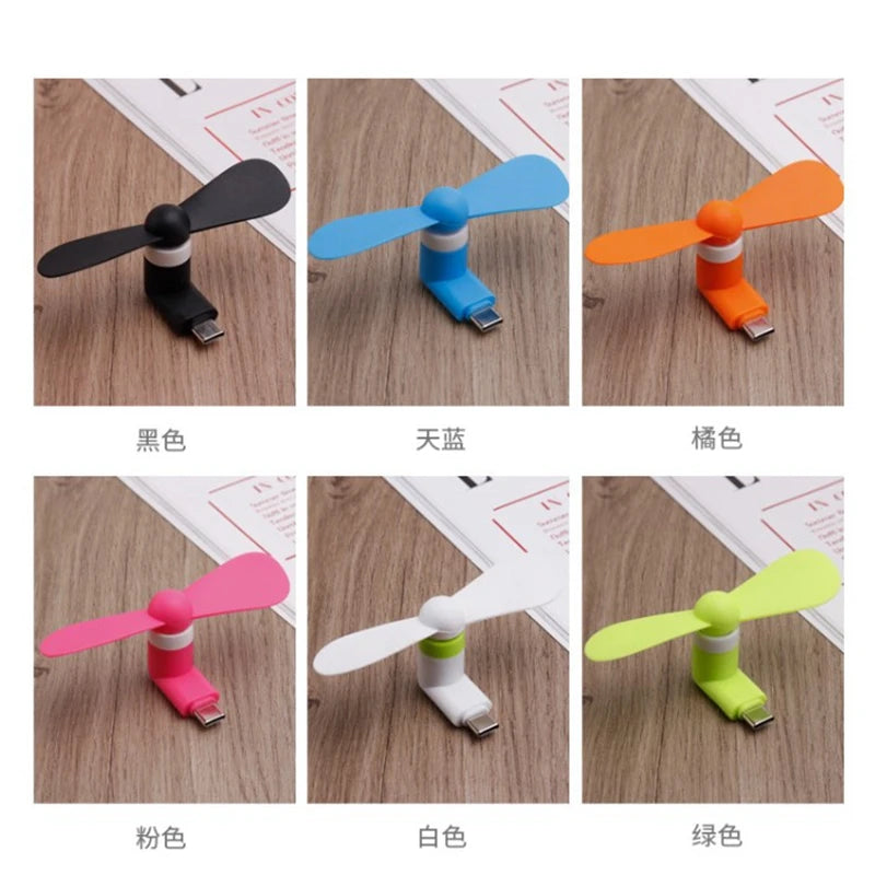 Mini ventilador portátil creativo para teléfono móvil, miniventilador de carga, ventilador de refrigeración del Tesoro, dispositivo USB, probador de ventiladores para tipo C
