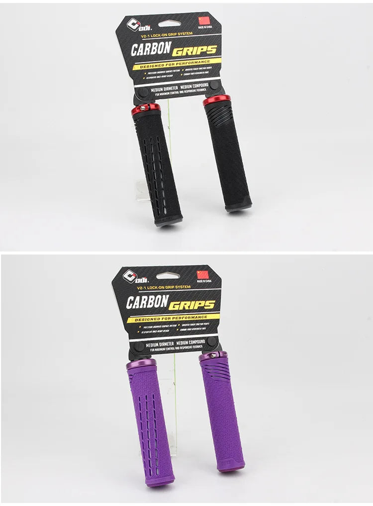 ODI-empuñaduras de bicicleta con bloqueo, empuñaduras ligeras de silicona y fibra de carbono, antideslizantes, absorción de impacto, agarre cómodo, accesorio para bicicleta