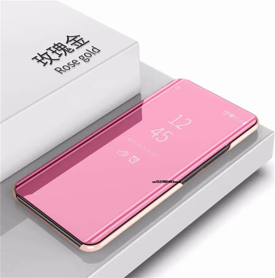 Funda con Tapa Abatible y Espejo Inteligente para Samsung Galaxy S25 Ultra, S25 Edge, S24 Plus, S25Plus, S25Ultra, S25Edge, Funda de Cuero para Teléfono