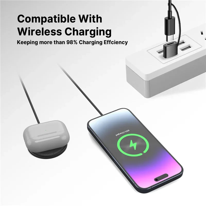 Cargador Inalámbrico Magnético Rápido con Doble Puerto USB, Mini Base de Carga para iPhone 17 16 15 14 13 12 Pro Max, Accesorio Universal para Teléfono