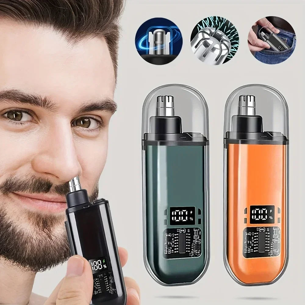 Recortador de Vello Nasal y de Orejas para Hombre - Recargable por USB C, Carga Rápida, Kit de Aseo Compacto