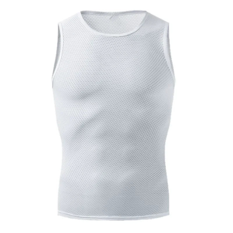 Ropa interior reflectante de capa base de bicicleta transpirable, camisa deportiva de bicicleta blanca, chaleco deportivo, camiseta interior para hombre, elas de secado rápido