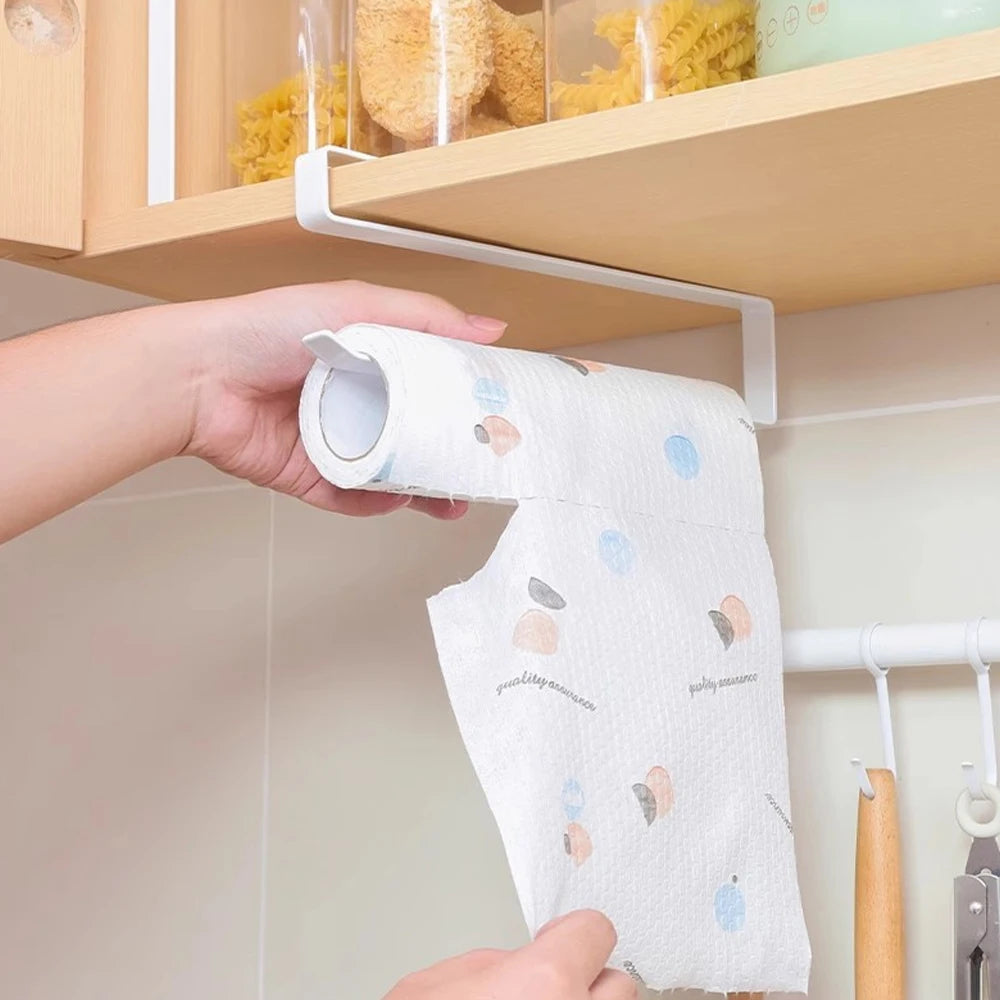 Soporte Simple para Rollo de Papel de Cocina, Colgador Metálico para Toallas, Organizador para Colgar Paños en el Armario, Estante para Papel Higiénico, Accesorio de Almacenamiento