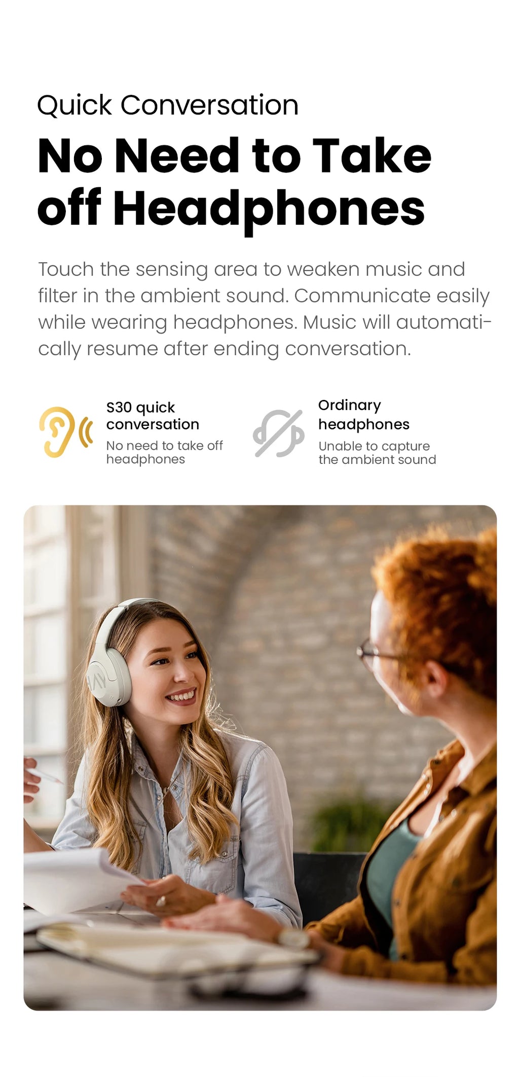 HAYLOU S30 ANC auriculares inalámbricos Bluetooth 5,4 auriculares de alta resolución 43dB auriculares adaptables con cancelación de ruido controlador de 40mm 80H