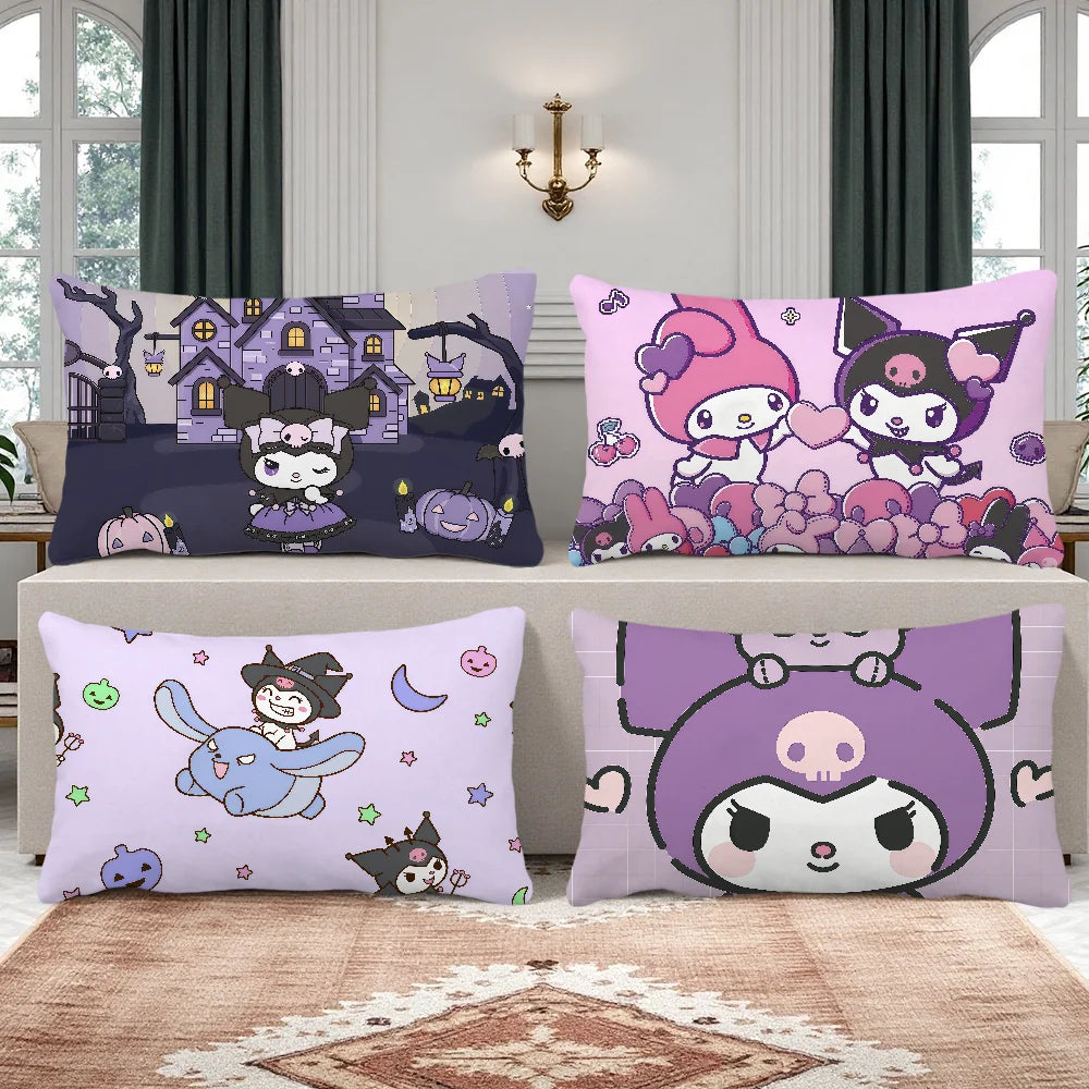 Funda de cojín My m-Melody dibujos animados rectángulo divertido lindo SRO funda de almohada hogar sofá sala de estar cafetería k-kuromi funda de almohada