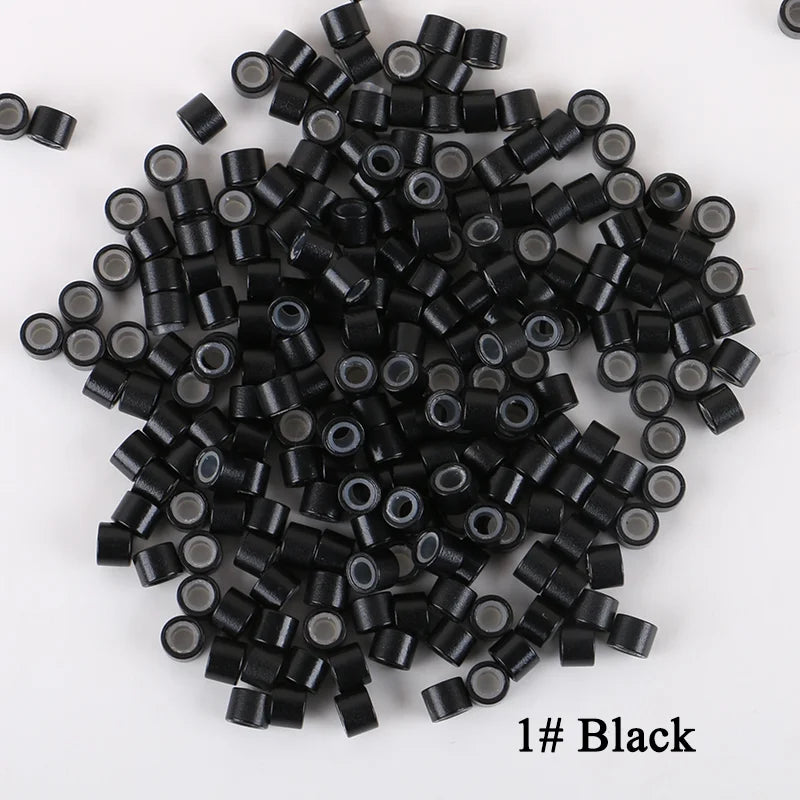 10.000 unids/bolsa extensiones de cabello Micro anillos cuentas enlaces 4,0*2,0*3,0mm cuentas forradas de silicona para herramientas de extensiones de cabello humano
