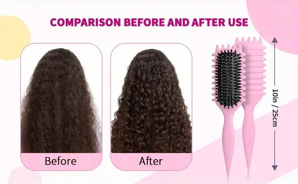 1 cepillo de caramelo, cepillo para peinar el cabello rizado, desenredante con puntas, reduce la separación de tirar, cerdas de nailon para todo tipo de rizo