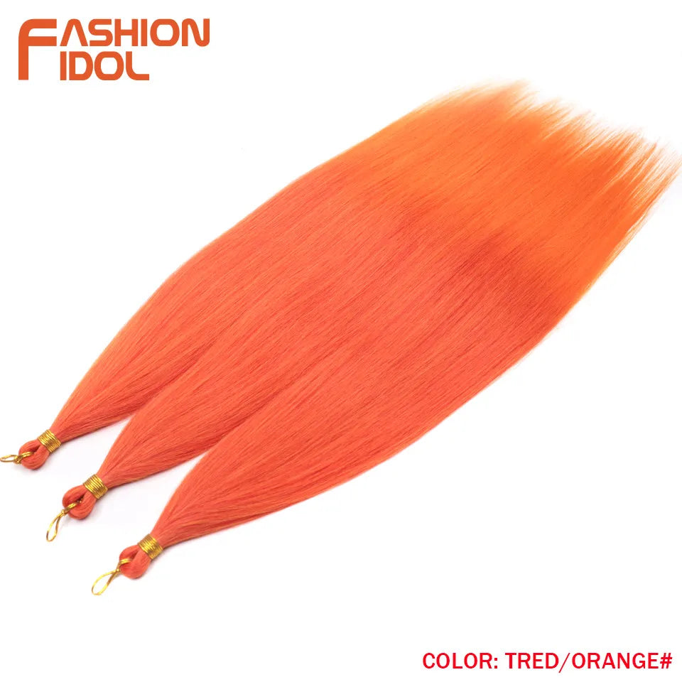FASHION IDOL, 28 pulgadas, 300g/3 piezas, cabello liso, cabello trenzado sintético, extensiones de cabello de fibra resistente al calor, color gris ombré