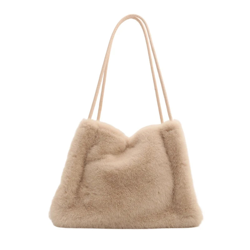 Nuevo bolso de mano de felpa para Otoño e Invierno, bolso de compras cruzado con cadena de Color sólido versátil, bolsos de mensajero con cadena de nuevo diseño para mujer