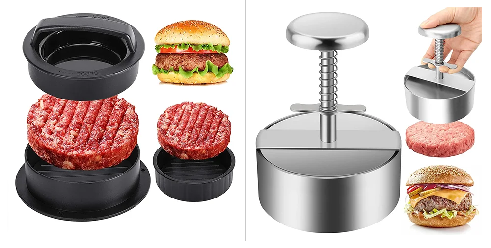Prensa de plástico para hamburguesas rellenas, molde para hacer hamburguesas, herramienta de cocina, 1 unidad