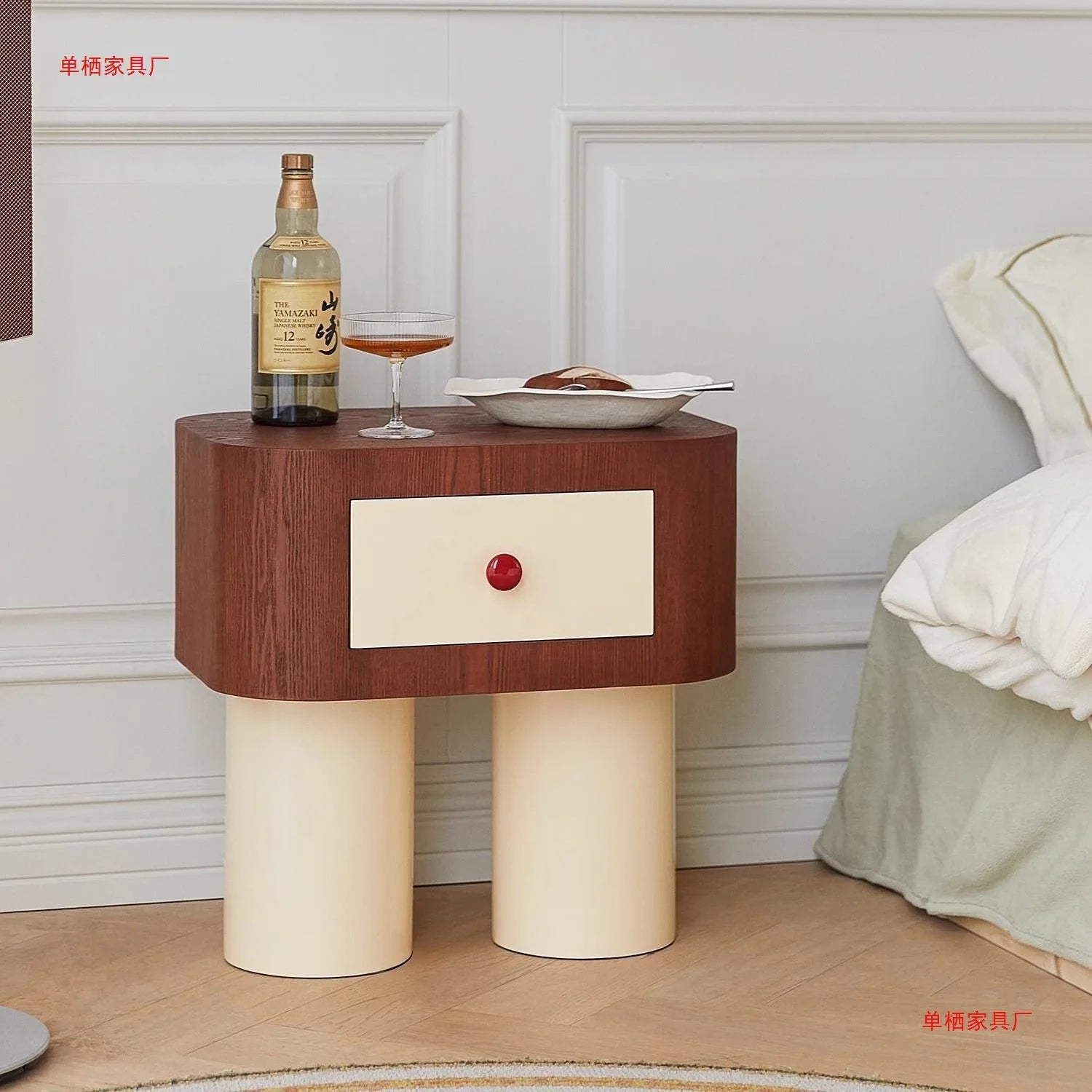 Mesa de Noche Infantil, Linda y Moderna, Estilo INS, Gabinete de Almacenamiento, Mesa Auxiliar con Esquinas Redondeadas, Estilo de Lujo Ligero, Diseño de Dibujos Animados