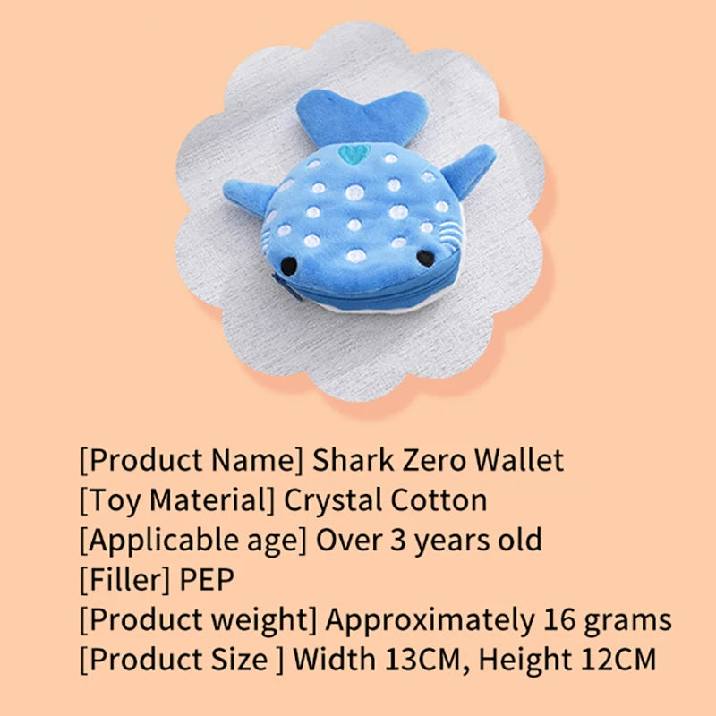 Monedero de Peluche con Diseño de Tiburón Ballena, Cartera Kawaii, Bolsa de Monedas Portátil, Organizador de Monedas para Llaves y Auriculares, Bolsa con Cierre, Regalo para Niños